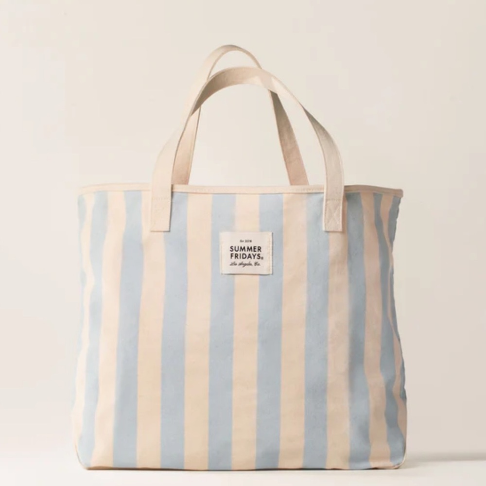Summer Fridays Striped Travel Tote Bag | Brand New